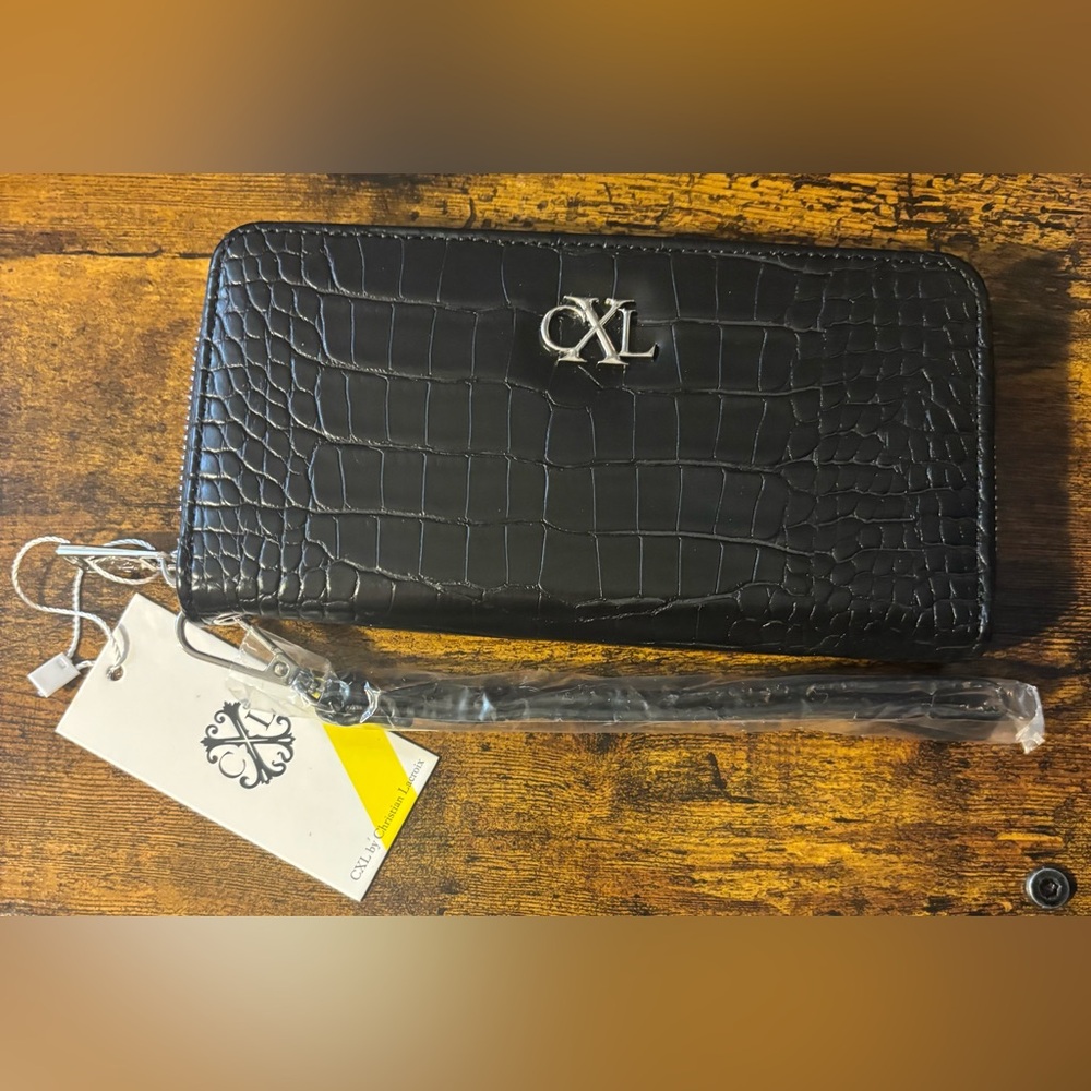 CXL Black Croc-Embossed Wallet